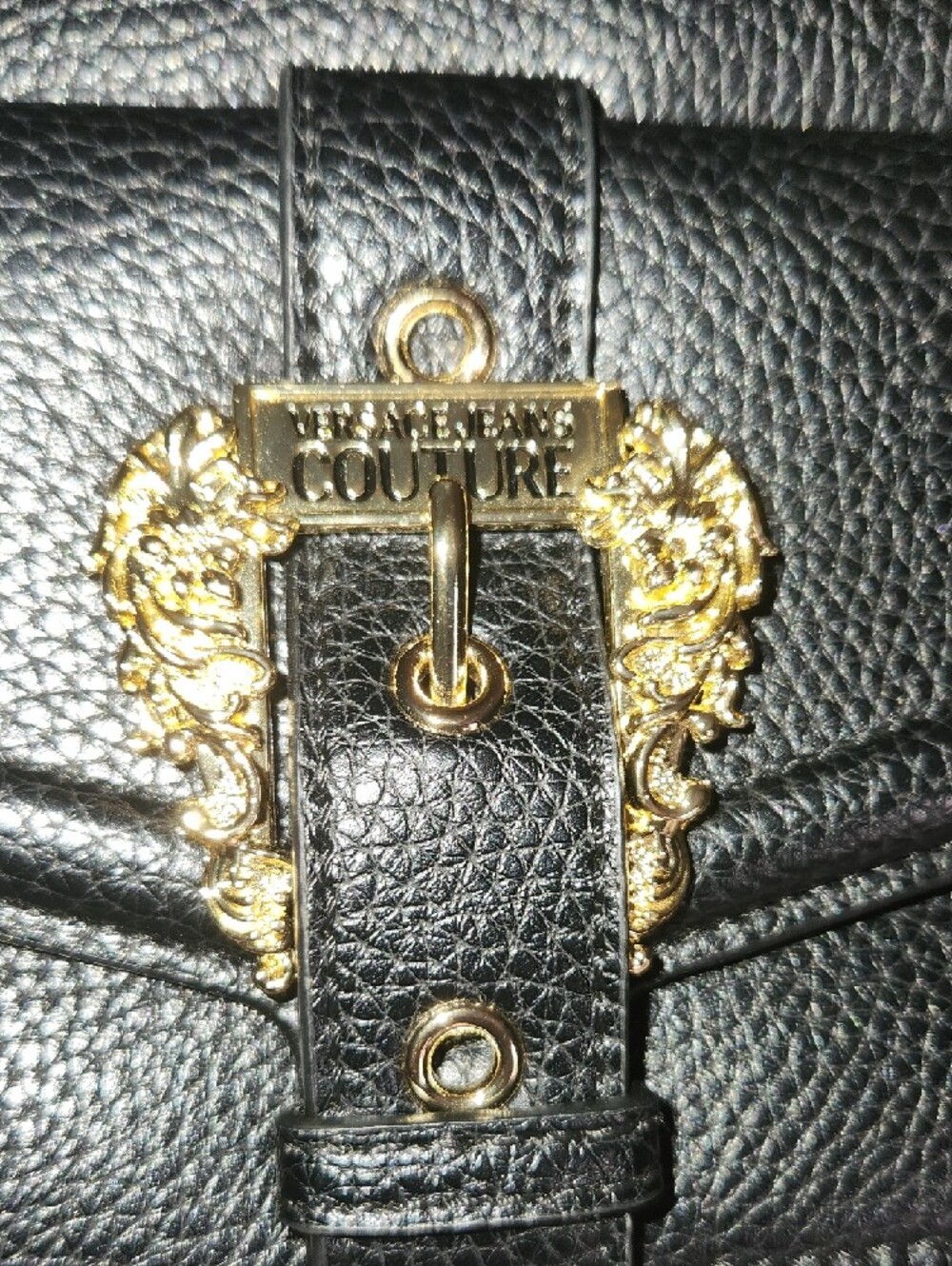Versace Jeans Collection Black Leather Crossbody with Gold Crest - Picture 14 of 14